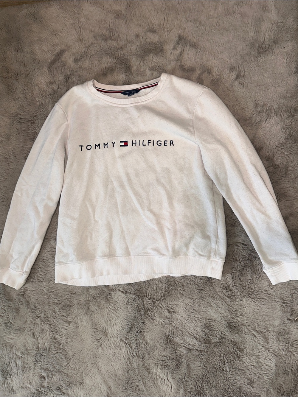Tommy Hilfiger White Crewneck with Flag Logo